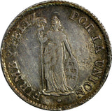 PERU Silver 1826 LIMA JM 2 Reales Lima Mint aUNC Toning KM# 141.1 (14 581)