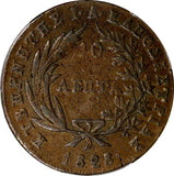 Greece John Kapodistrias Copper 1828 10 Lepta PCGS VF35 Mintage-450,000 RARE KM3