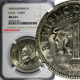 Guyana 1970 $1.00 Dollar FAO -CUFFY NGC MS65+"PLUS" GEM BU  KM# 36 (021)