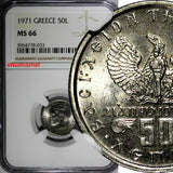 Greece Constantine II Copper-Nickel 1971 50 Lepta NGC MS66 KM# 97.1 (033)