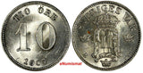 Sweden Oscar II Silver 1907 EB 10 Ore 1 Year Type UNC KM# 774