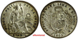 PERU Silver 1903 JF 1/5 Sol  Nice Toned aUNC Mintage-702,000 KM# 205.2 (13 633)