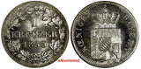 German BAVARIA Ludwig I Silver 1853 1 Kreuzer Unc Condition  KM# 799 (18 539)