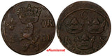 Sweden Karl XI (1660-1697) Copper 1676 S.M.1/6 Ore, aXF   KM# 254