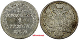 POLAND RUSSIA Nicholas I Silver 1839 MW 1 Zloty 15 Kopecks LARGE CROWN C# 129