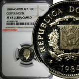 DOMINICAN REPUBLIC PROOF 1984 MO 10 Centavos NGC PF67 ULTRA CAMEO Duarte KM# 60