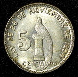 Guatemala Silver 1945 5 Centavos Guatemala City Mint KM# 238.1 (28 164)