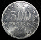 Germany - Weimar Republic Aluminum 1923 F 500 Mark UNC KM# 36 (24 040)