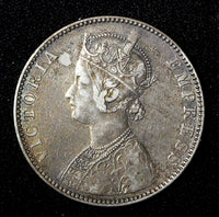 India-British Victoria Silver 1893 B incuse Rupee XF .Nice Toned KM# 492 (558)