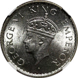 India-British George VI Silver 1940 (B) 1/4 Rupee NGC MS63 KM# 545 (025)