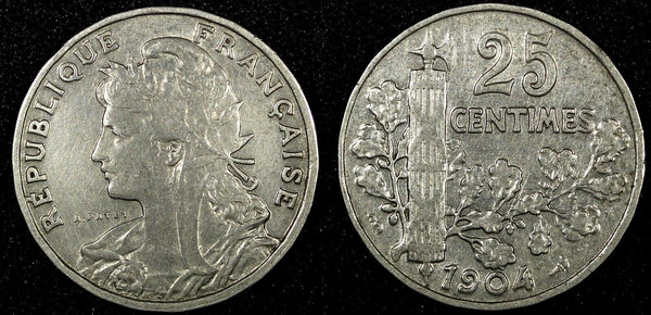 FRANCE Nickel 1904 25 Centimes KM# 856 (24 995)