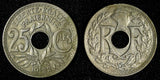 FRANCE Copper-Nickel 1922 25 Centimes No Dash KM# 867a  (28 577)