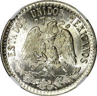 Mexico ESTADOS UNIDOS MEXICANOS Silver 1921 M 20 Centavos NGC MS65 BU KM# 438