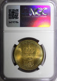 DENMARK Frederik IX Aluminum-Bronze 1957 C S 2 Kroner NGC MS65 Rainbow KM# 838.2