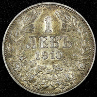 Bulgaria Ferdinand I Silver 1910 1 Lev Nice Toned KM# 28 (25 186)