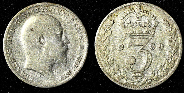 Great Britain Edward VII Silver 1909 3 Pence KM#797.2 (28 226)