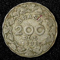 BRAZIL Copper-Nickel 1938 200 Reis Getúlio Dornelles Vargas KM# 545 (28 283)