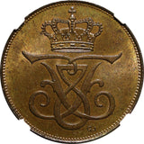 Denmark  Frederik VIII Bronze 1912  VBP GJ 5 Øre NGC MS63 BN KM# 806 (08)