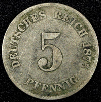 Germany - Empire Wilhelm I Copper-Nickel 1875 E 5 Pfennig Muldenhütten KM# 3 (6)