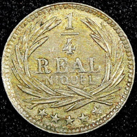 GUATEMALA Copper-Nickel  1900 H 1/4 Real  Heaton Mint Toned KM# 175 (24 570)