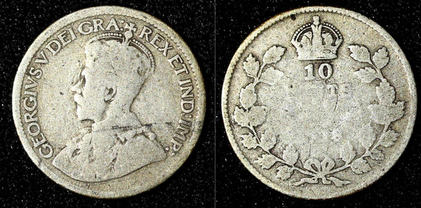 Canada George V  Silver 1918 10 Cents KM# 23 (28 122)