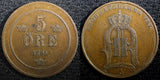 SWEDEN Oscar II (1872-1907) Bronze 1895 5 ORE Mintage-529,000  KM# 757 (23 178 )