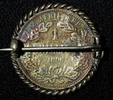 South Africa Johannes Kruger Silver-0.925 Pin Brooch 1896 1 Shilling 7.62g KM# 5