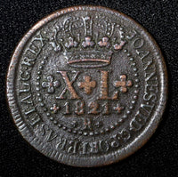BRAZIL João VI Copper 1821 R  40 Reis 35 mm KM# 319.1 (27 475)