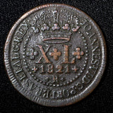 BRAZIL João VI Copper 1821 R  40 Reis 35 mm KM# 319.1 (27 475)