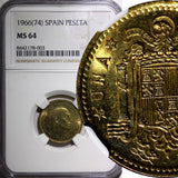 Spain Francisco Franco 1966 (74) 1 Peseta  NGC MS64 KM# 796 (003)