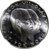 Norway Olav V Silver 1970 25 Kroner NGC MS65 Anniversary of Liberation KM#414(1)