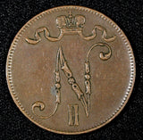 Finland Nicholas II Copper 1912 5 Pennia KM# 15  (28 718)