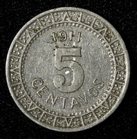 Mexico ESTADOS UNIDOS MEXICANOS Nickel 1911 M 5 Centavos Wide Date KM# 421 (419)
