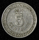 Mexico ESTADOS UNIDOS MEXICANOS Nickel 1911 M 5 Centavos Wide Date KM# 421 (419)