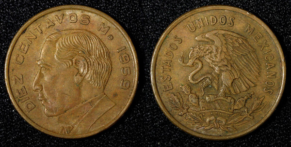 Mexico Brass 1959 10 Centavos Benito Juárez KM# 433 (27 854)