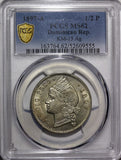 DOMINICAN REPUBLIC Silver 1897 A  1/2 Peso PCGS MS62 Light Toned RARE KM# 15 (5)