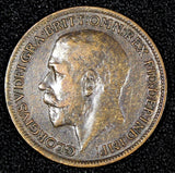 Great Britain George V  Bronze 1917 Farthing  KM# 808.1  ( 26 998)