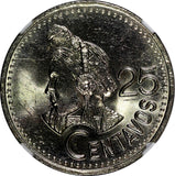 Guatemala Copper-Nickel 1991 25 Centavos NGC MS64 KM# 278.5 (004)