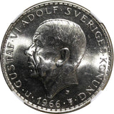 SWEDEN Silver 1966 U 5 Kronor NGC MS64 Constitution Reform 1 YEAR KM# 839 (046)