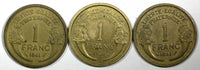 FRANCE 1941 1 Franc WWII Issue  XF Gad# 470 KM# 885 RANDOM PICK (1 Coin) (942)