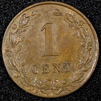 Netherlands William III  Bronze 1882 1 Cent KM# 107.1  (24 990)