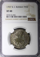 RUSSIA Peter I (the Great) Silver 1707 IL L  Tynf NGC XF40 VERY RARE KM# 127 (4)