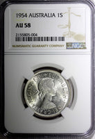 Australia Silver 1954 Florin Royal Visit of Elizabeth II NGC AU58 KM# 55 (004)