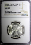 Australia Silver 1954 Florin Royal Visit of Elizabeth II NGC AU58 KM# 55 (004)