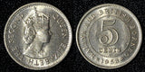 Malaya & British Borneo  Elizabeth II 1958 H 5 Cents Heaton GEM BU KM# 1 (0)