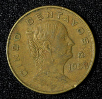 MEXICO Bronze 1958 Mo 5 Centavos Large type KM# 426 (27 904)