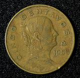 MEXICO Bronze 1958 Mo 5 Centavos Large type KM# 426 (27 904)