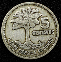 Guatemala Silver 1957 5 Centavos KM# 257.1 (24 419)