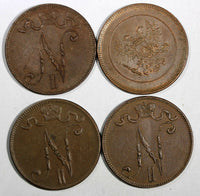 FINLAND Nicholas II Copper  1917 5 Penniä KM# 15 KM# 17 RANDOM PICK  1 COIN (52)