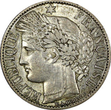 FRANCE Silver 1872 A 1 Franc Paris Mint KM# 822.1 (24 885)